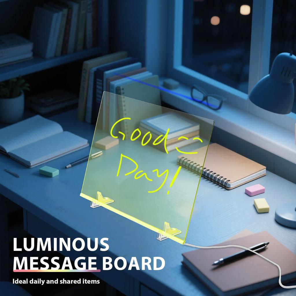 LED Note Board Night Light With Colorful 7 Pens DIY Acrylic Message Board Erasable Painting Drawing Board For Kids Birthday Gift