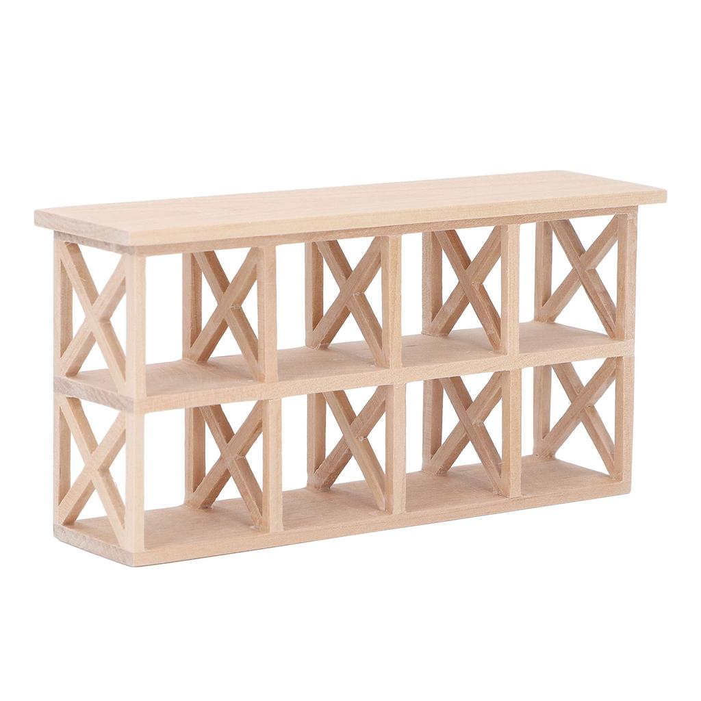 1: 12 Scale Dollhouse Wood Storage Rack Dollhouse Miniature Display Bookshelf for Dining Room