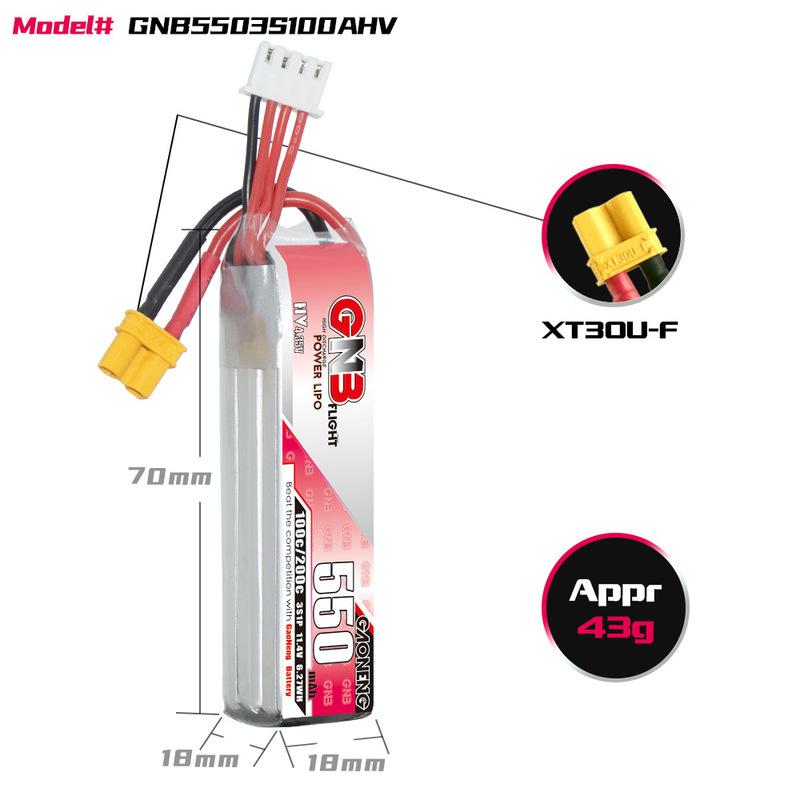 GNB HV 11.4V 550mAh 100C/200C LiPo Аккумулятор Для RC Вертолета Квадрокоптера FPV Гоночного Дрона Запасные Части С XT30 3S Аккумулятором