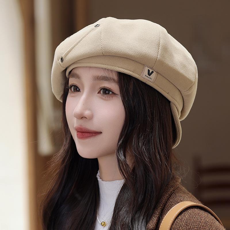 Женская многофункциональная восьмиугольная шляпа, берет газетчика, плиссированная шляпа газетчика с тиснением
