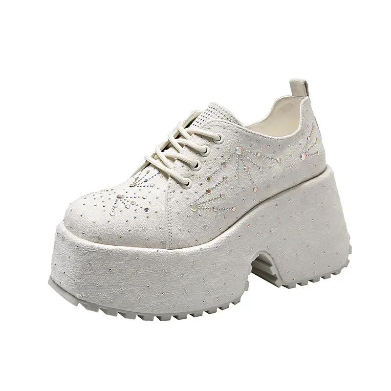 Fashion Women Vulcanized Shoe Fashion Water Diamond Denim Shoes 2024 Women's New Platform Luxury Comfortable Casual Shoes Platform Shoes