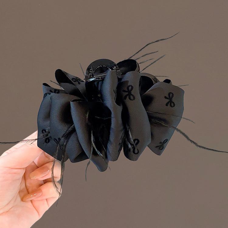 2024 Peony Feather Tassel Hairpin: Fluffy Hair Volume Boost Shark Clip