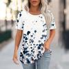 Женская модная повседневная футболка с цветочным принтом и круглым вырезом с коротким рукавом