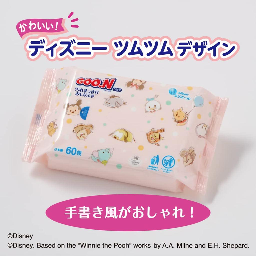 Влажные салфетки Taprich Wipes Goon Plus 1200 шт. Салфетки x 20 [Влажный сменный блок] Удаляющие грязь [Продаются упаковкой] (Дисней Дизайн), белый, (60 пакетов)