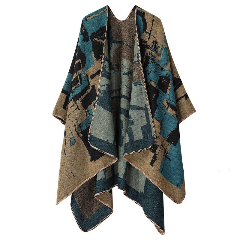 Плащ двухсторонний однотонный клетчатый большой платок теплый и утолщенный леопардовый принт внешний платок женский летний