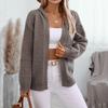 Женский вязаный кардиган больших размеров, однотонный, свободный, с капюшоном, свитер-перекрутка, осенне-зимний