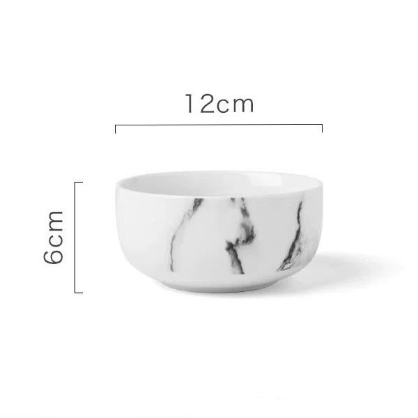 Скандинавский набор керамических мисок под мрамор – Фарфоровая посуда для завтрака, риса, лапши, супа