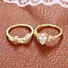 Huitan Pear Cubic Zirconia 2Pcs Set Rings for Women Gold Color Aesthetic Bridal Wedding Rings Party Temperament Female Jewelry