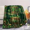 1Pc St.Patrick's Day Print Flannel Blanket, High quality Comfortable for All Seasons, Home Decor, Warmth and Comfort, Perfect for Christmas Gifts W73
