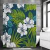 Шторка для душа из пальмовых листьев с белыми цветами и синими листьями, декоративная шторка для душа для ванной комнаты, водонепроницаемая шторка для душа с крючками