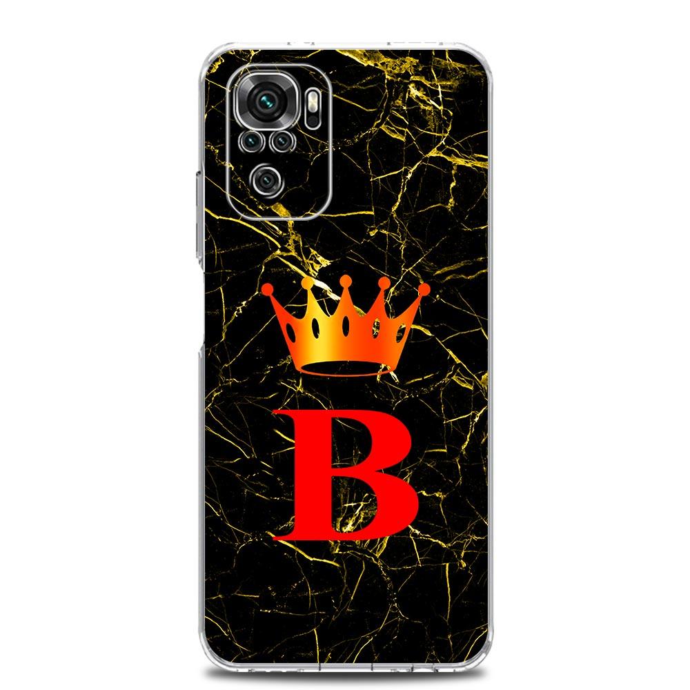 Чехол для телефона для Xiaomi Redmi Note 15 14 13 12 4G 10 11 Pro Plus 5G 14C 13C 12C 10C TPU Чехол Роскошный Мраморный Буква A B Корона