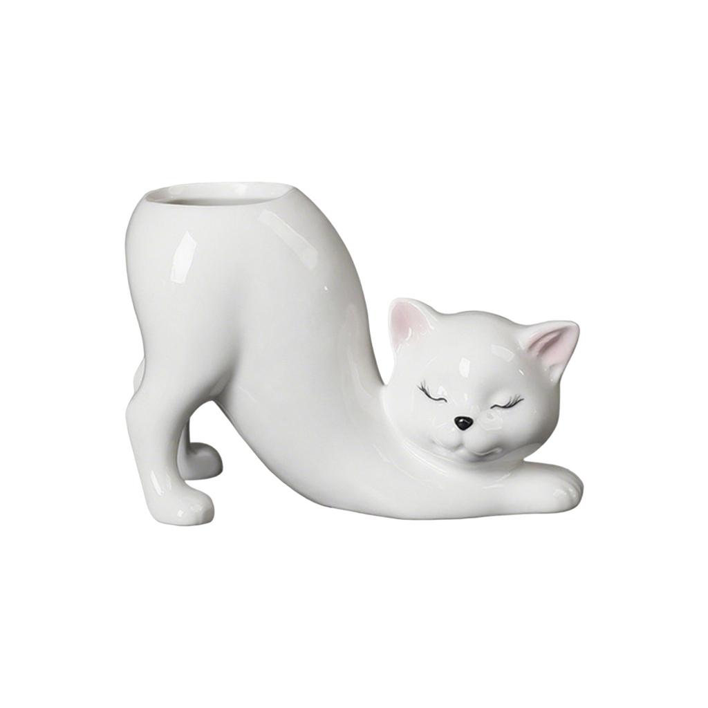 Ceramic Fleshy Plant Pot Cat Planter Plant Flowerpot Ornament for Fleshy Plant Cactuses Container for Home Balcony