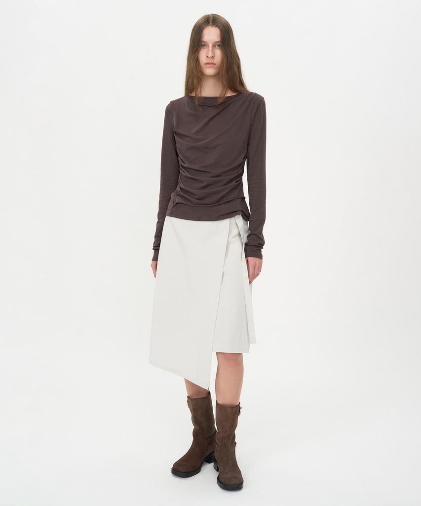Insilence Woman Asymmetric Midi Wrap Skirt Ice Grey