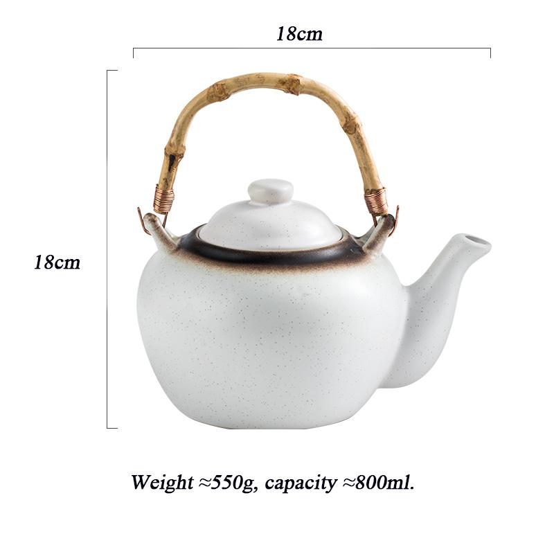 Japanese Style Tea Set Teapot Ceramic Household Tea Maker Drinking Tea Cup Single Pot Creative Bamboo Handle Teapot Set