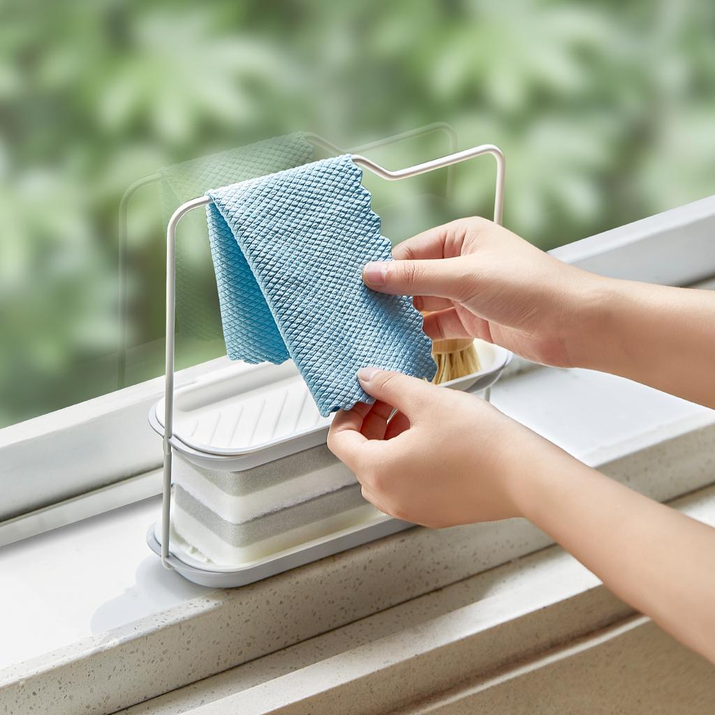 Полка для чистящей ткани, кухонные принадлежности, сливная раковина, полотенце для хранения, губка для мытья посуды, раковина, двухслойный крючок, настенное подвесное хранилище