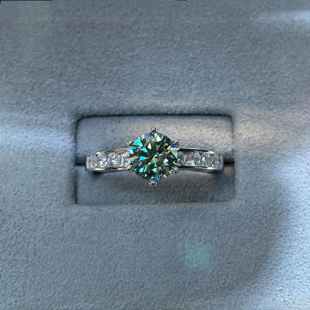 Vinregem Классическое кольцо из 100% стерлингового серебра 925 пробы с бриллиантами круглой огранки 6,5 мм 1CT 3EX VVS1 D Цвет настоящий муассанит с бриллиантами 2 шт. Свадебные помолвочные украшения