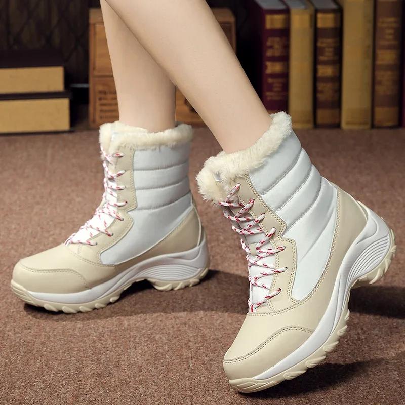 Fashion Shoes for Women Winter Boots Platform Waterproof 2024 Snow Boots Leather Flat with Thigh High Womens Shoes Comfort Women's Boots