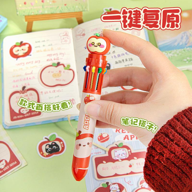 Мультяшная Голова Десятицветная Ручка Нажимная Шариковая Ручка Многофункциональная Ручка Трехмерная Мультяшная Нажимная Головка Инновационная Канцелярия Интересная Многоцветная