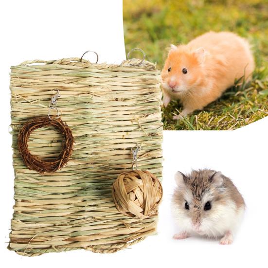 1 комплект, игрушка для жевания хомяка, устойчивая к укусам, натуральные материалы, снимающая скуку, хомяк, кроличьи зубы, шлифовка зубов, соломенный коврик, аксессуары для клетки