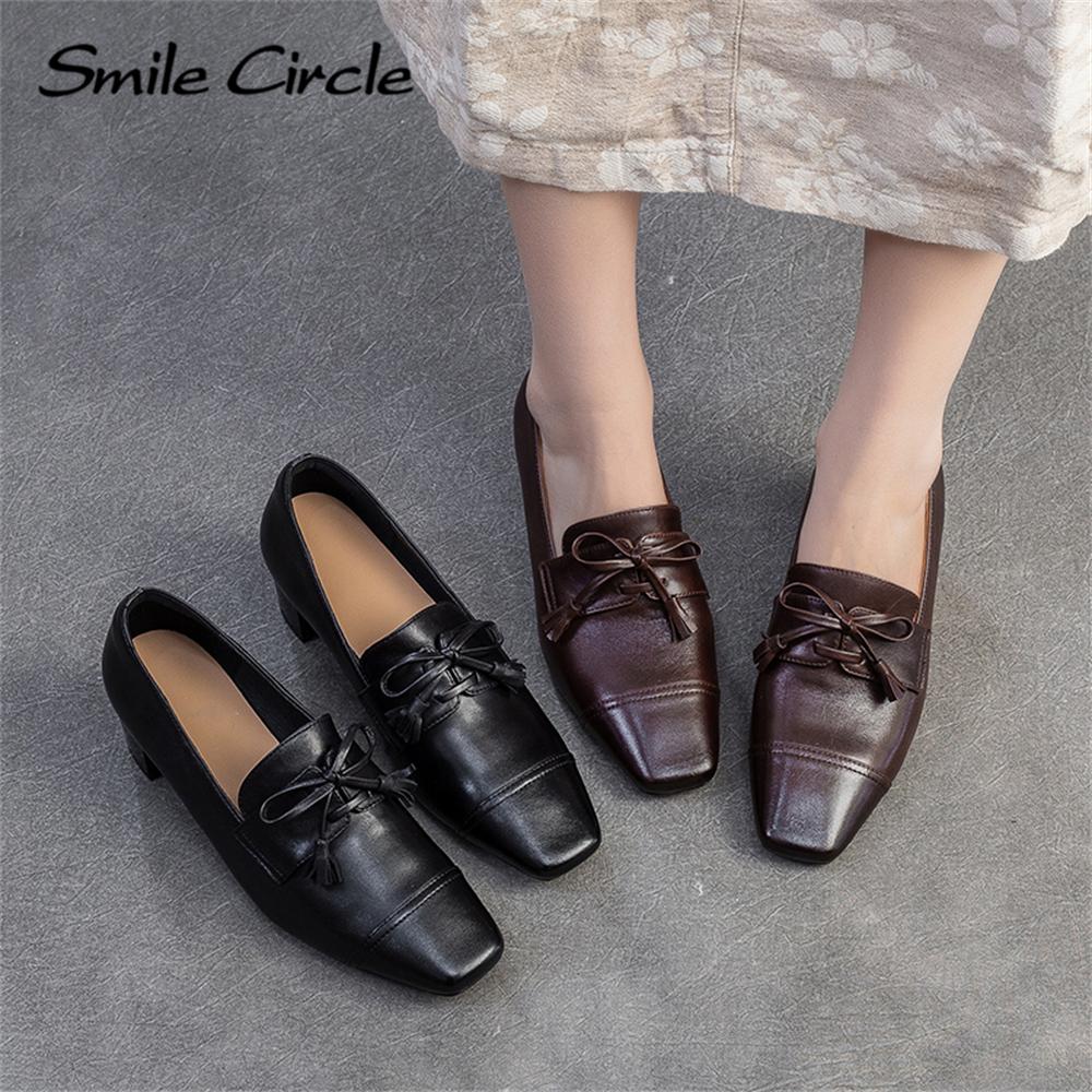 Женские мокасины из натуральной кожи с квадратным носком и каблуком-липучкой. Удобная повседневная женская обувь.