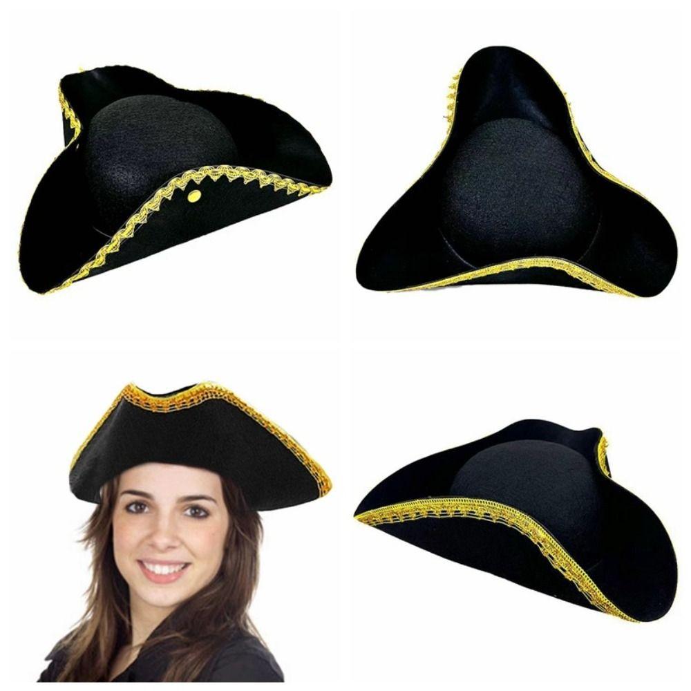 Dress Up Captain Hat Stage Performance Adult Tricorn Hat Halloween Cosplay Pirate Hat Men Women