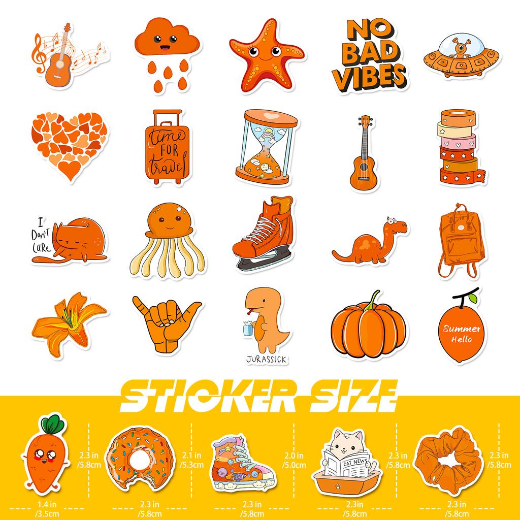 50 шт. оранжевые маленькие свежие наклейки в стиле граффити, чемодан, ноутбук, наклейка на мобильный телефон VSCO, оранжевая черепаха
