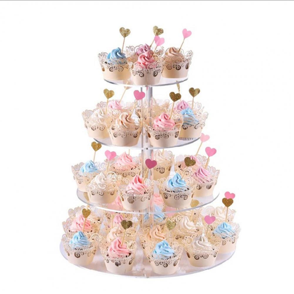 Space-saving 1 Set Helpful Clear Party Wedding Cupcake Tower Acrylic Cake Stand Round Party Supplies