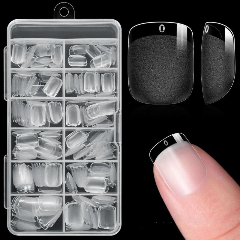 240pcs Half Cover Almond Pre-filed Nail Tips Half Matte XS Press On Fake Nail Extension for Small Tiny Nail Bed 12 Sizes In Box