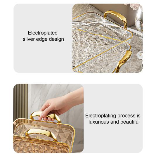 Прозрачный поднос для подачи с ручками, многоцелевой поднос для фруктов, закусок, десертов для домашних вечеринок, штабелируемый, декоративный, для хранения, кухонный органайзер