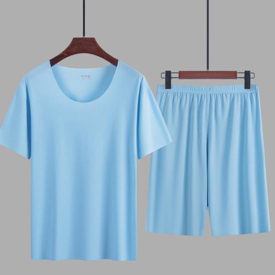 Мужские летние пижамы, модные удобные дышащие мужские летние пижамы, однотонная мужская ночная одежда, мужской летний спортивный костюм, мужская одежда