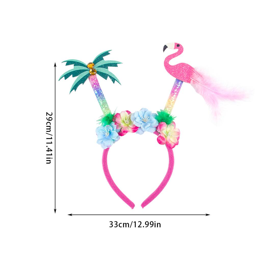 1pc Hawaiian Party Headbands Set Includes Palm Tree Head Wear Flamingo Party Glitter Head Accessories Pineapple Party Headband
