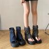 Fashion Women's Roman Boot Sandals with Belt Buckle Platform Flip Flop Retro Style Two-Way Wear Summer New Arrival Casual Shoes