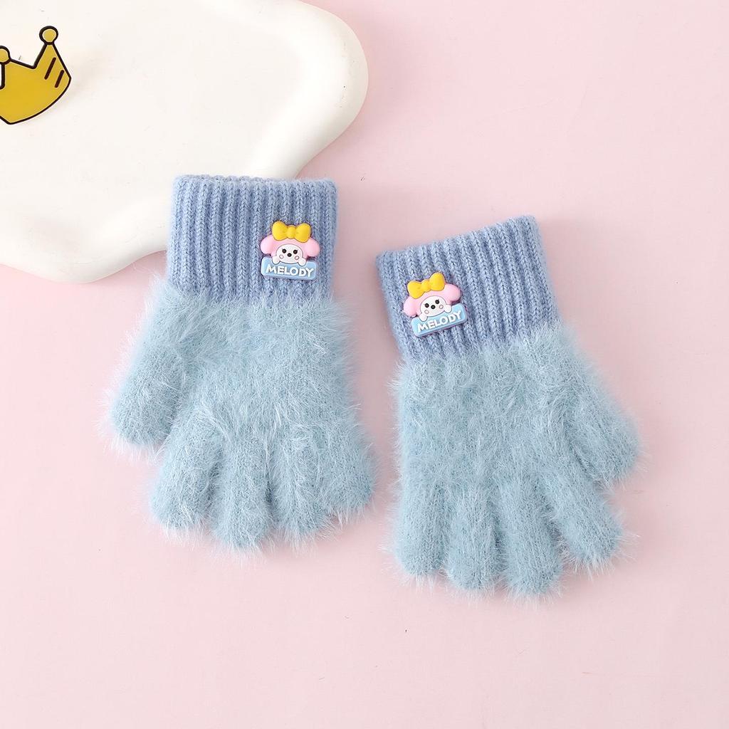 Детские зимние перчатки в корейском стиле с милым медведем - Теплые, Защищающие от холода, Пятипалые для мальчиков и девочек
