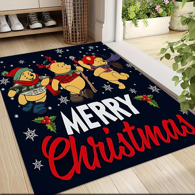 Christmas Winnie Pooh Friends Carpet Rug Soft Washable Anti Slip Home Living Room Sofa Mats Personalized Christmas Rug