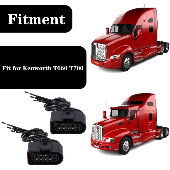 2 Pack Headlight Pigtail Connector Fit for Kenworth T660 T700, Halogen Headlight Headlamp Pigtail Connector