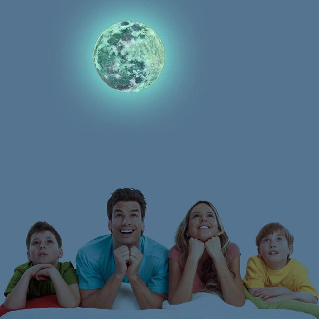 20 см 3D большая луна флуоресцентная наклейка на стену съемная светящаяся в темноте наклейка