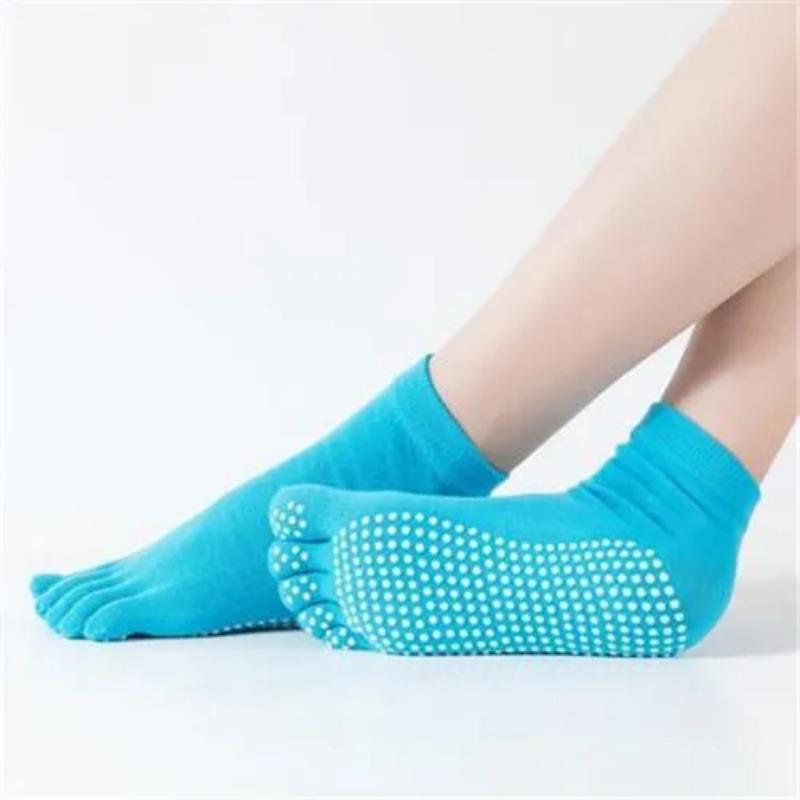 Women Sports Yoga Socks Anti-slip Five Fingers Silicone Non-slip 5 Toe Socks Ballet Gym Fitness Sports Cotton Socks