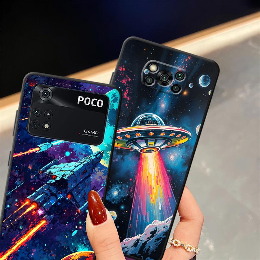 Мультяшный ретро-чехол-космический корабль для Xiaomi Poco F8 X3 X4 X5 X7 Pro C50 F1 C61 M3 M4 M7 Pro C75 F3 C71 M5 Funda Чехол для телефона
