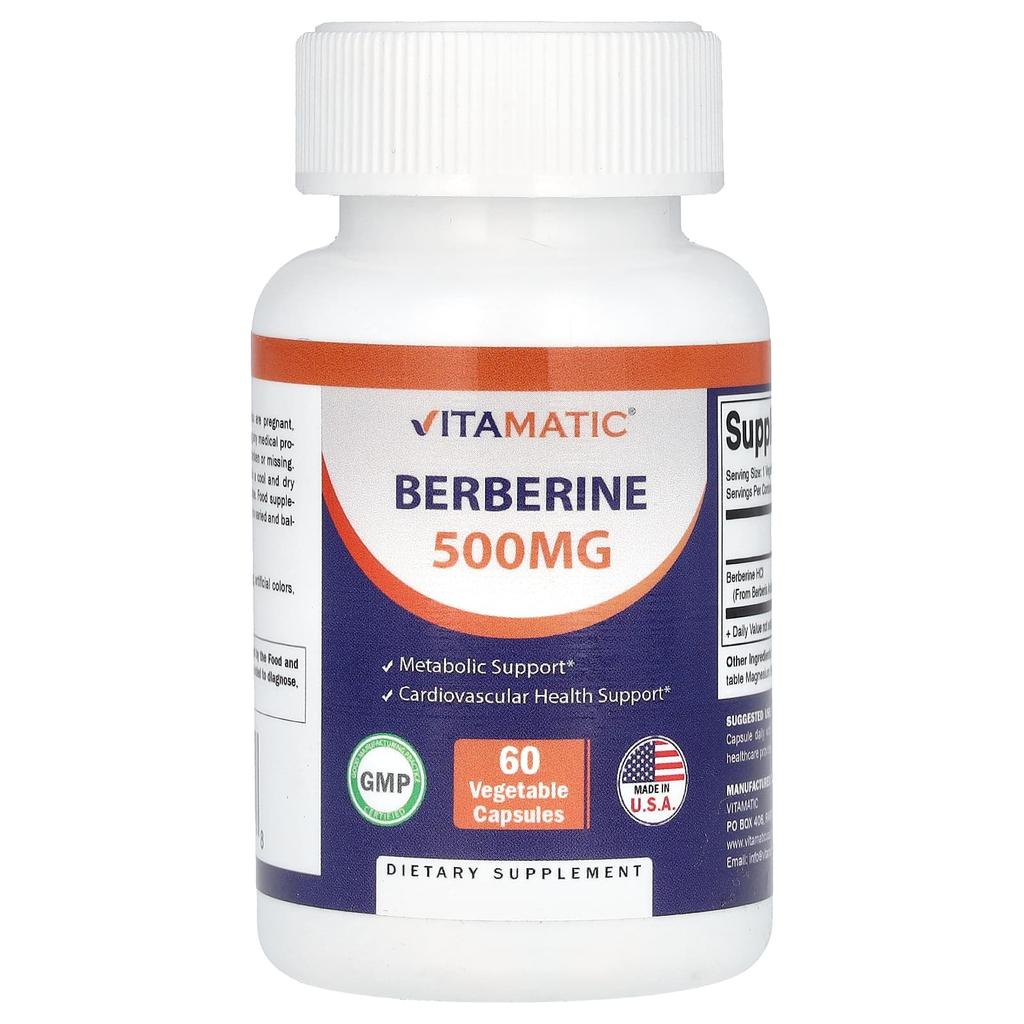 Vitamatic Berberine, 500 Mg, 60 Veggie Capsules