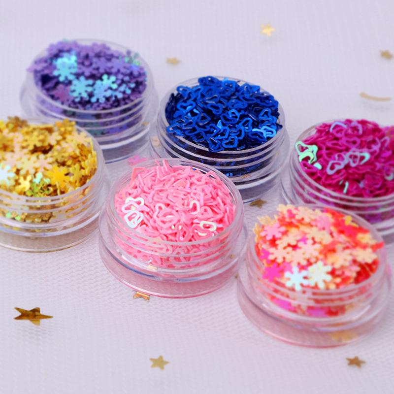 Голографические Блестки Пайетки для Дизайна Ногтей Сладкое Сердце Сияющие Лазерные Флуоресцентные Звезды Бабочки 3D Украшения Аксессуары