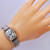 [USED] SEIKO Date Square Rubber Strap Silver Women's Watch 1212