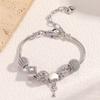Женский универсальный браслет из нержавеющей стали с кристаллами, бусинами в виде замка любви и ключа