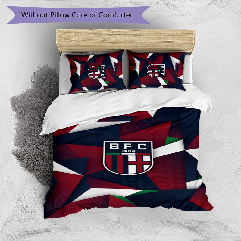 Bologna FC Printed 3PCS Bedding Set Breathable Duvet Cover with Pillowcases Decorative Bed Linen for Bedroom Home
