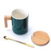 Nordic Style Ceramic Mug With Wooden Handle Office Coffee Cup Custom Print Gift Set Business Daily Use