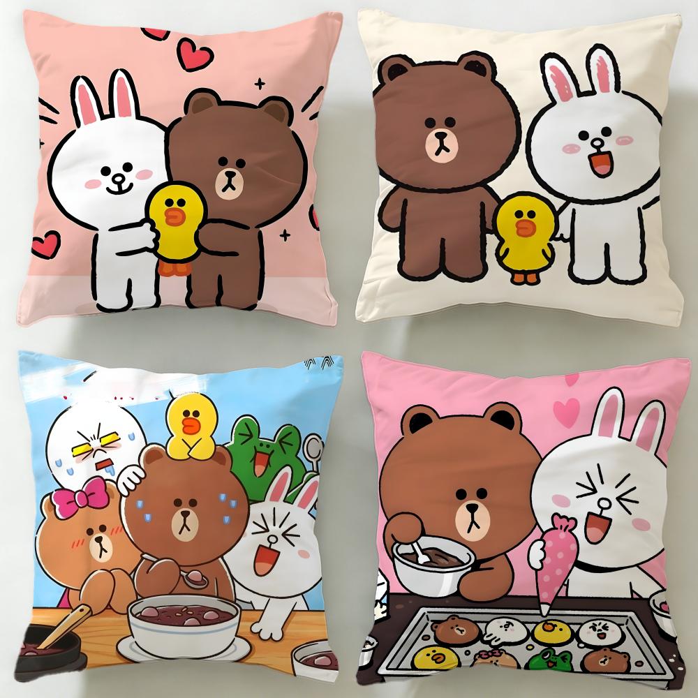 Популярный мультяшный бренд LINE friends Наволочка Мягкая и Легко стирающаяся – Универсальная для Дивана, Кровати, Путешествий и Офиса