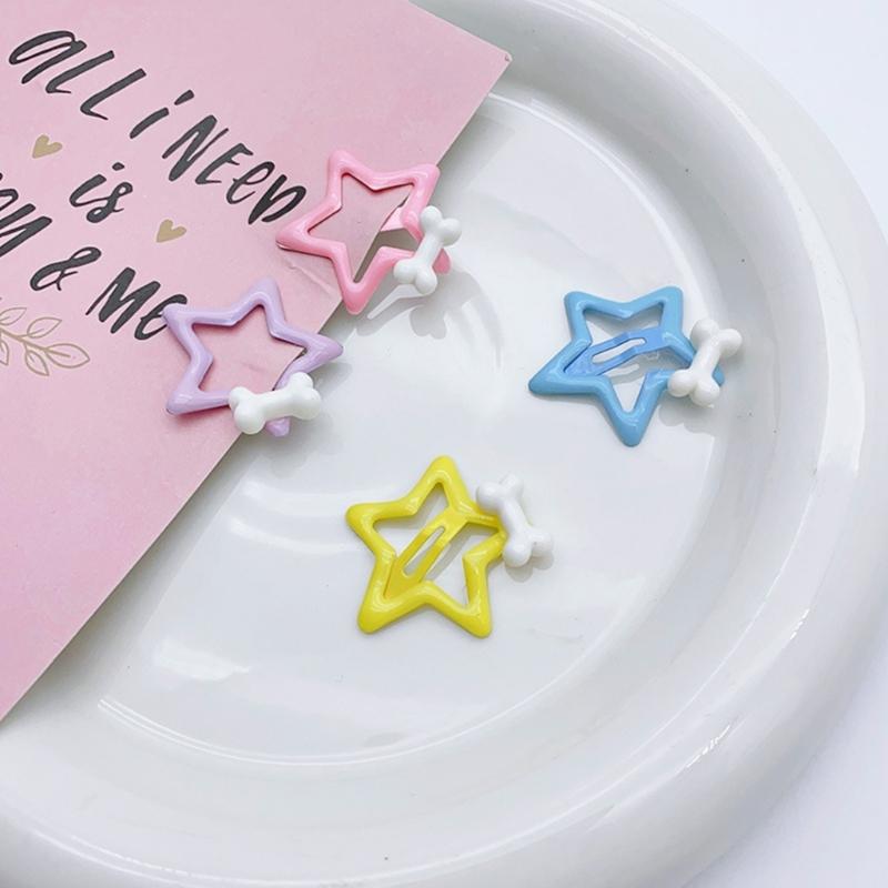 Y2K Girls Star Hair Clip for Teens Girl NonSlip Metal Sideclip Hairpin Bone Pentagrams Hair Barrettes Children Headdress