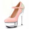 15 см супер высокий каблук летние туфли на платформе с круглым носком свадебные туфли тонкий каблук прозрачный розовый однотонный водонепроницаемые банкетные на низком подъеме высокие