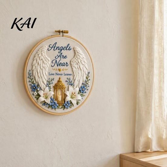 Commemorative Handmade Gift Memorial Embroidery Kit for Beginners, Pre-Stamped Pattern Starter Custom Hobby Needlepoint with Hoop, Threads,