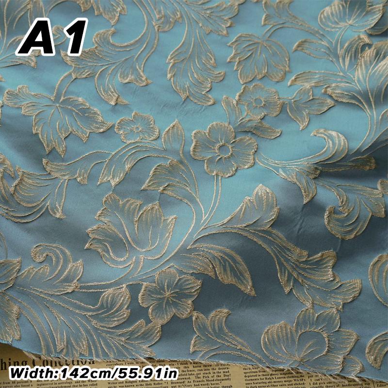 1M Роскошная Золотая Шелковая Ткань Жаккардовая Ткань с Тиснением Цветов Тканая Парчовая Ткань Одежда Платье Костюм Сумка Обивка DIY Швейная Ткань
