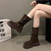 Thick-soled Boots Women's 2025 New Autumn and Winter But Knee Suede Boots Women's Thin Tall Knight Boots